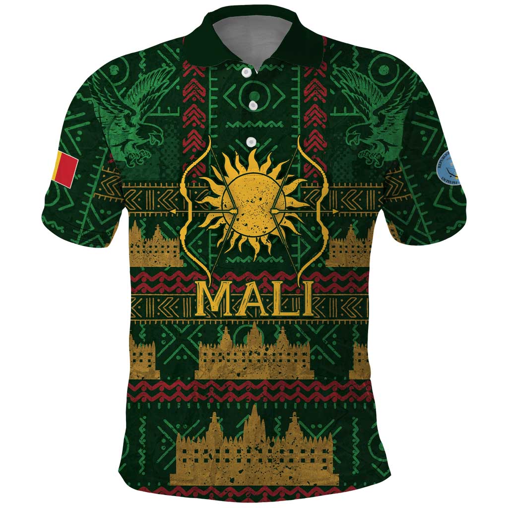 Mali Polo Shirt Golden Sun And Mosque Patterns Retro Style