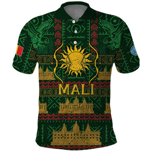 Mali Polo Shirt Golden Sun And Mosque Patterns Retro Style