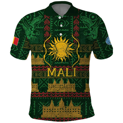 Mali Polo Shirt Golden Sun And Mosque Patterns Retro Style
