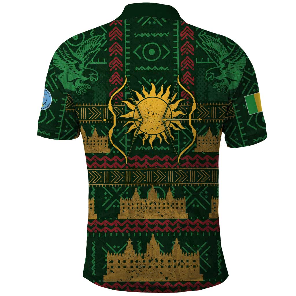 Mali Polo Shirt Golden Sun And Mosque Patterns Retro Style