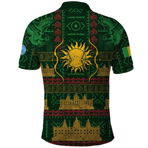 Mali Polo Shirt Golden Sun And Mosque Patterns Retro Style