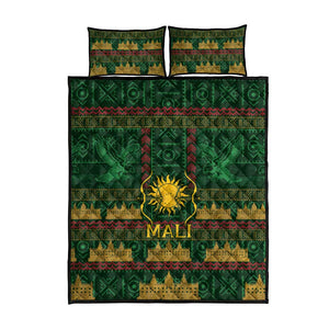 Mali Quilt Bed Set Golden Sun And Mosque Patterns Retro Style