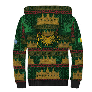 Mali Sherpa Hoodie Golden Sun And Mosque Patterns Retro Style