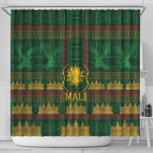 Mali Shower Curtain Golden Sun And Mosque Patterns Retro Style