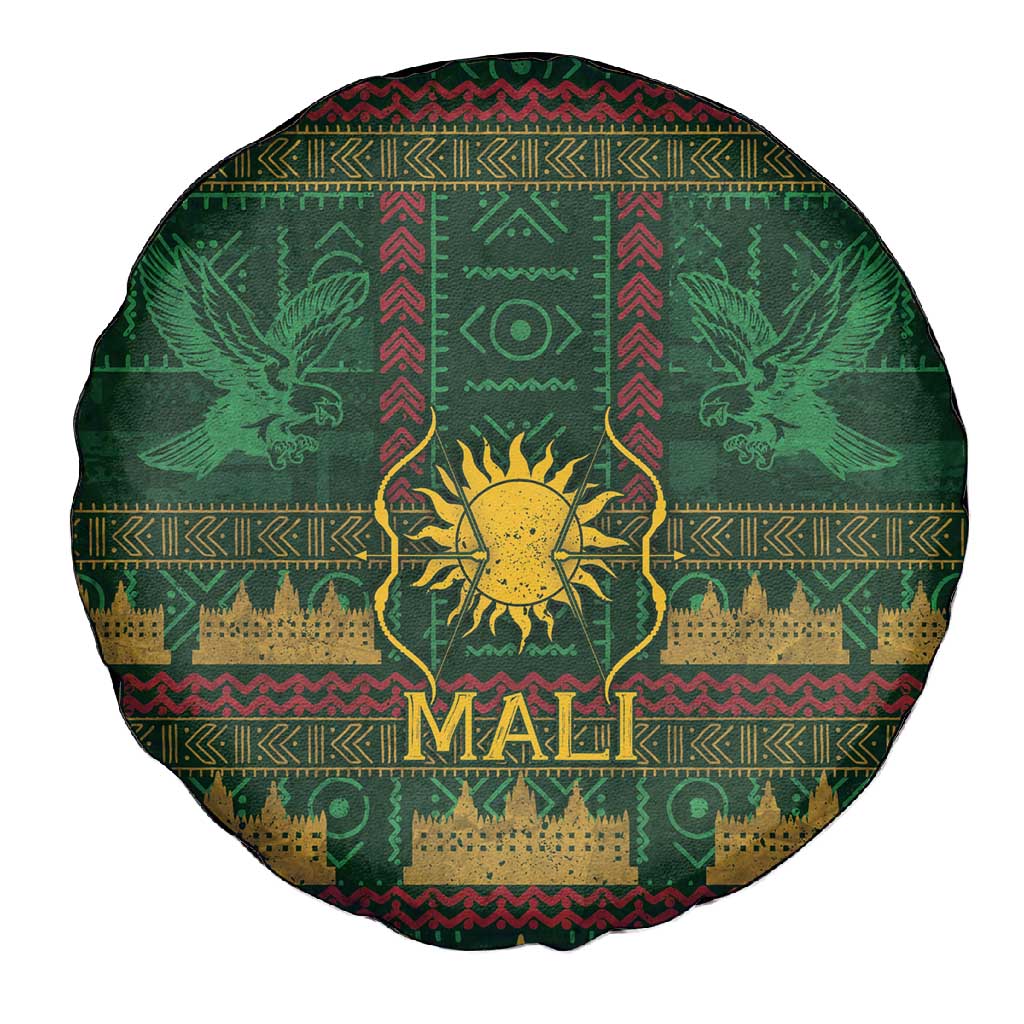 Mali Spare Tire Cover Golden Sun And Mosque Patterns Retro Style