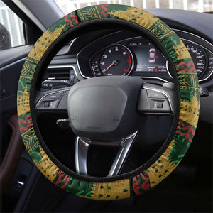 Mali Steering Wheel Cover Golden Sun And Mosque Patterns Retro Style