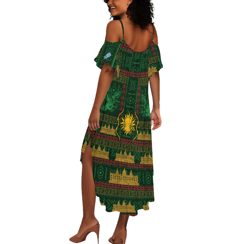 Mali Summer Maxi Dress Golden Sun And Mosque Patterns Retro Style