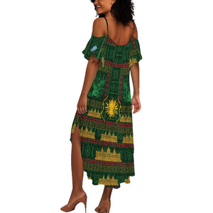 Mali Summer Maxi Dress Golden Sun And Mosque Patterns Retro Style