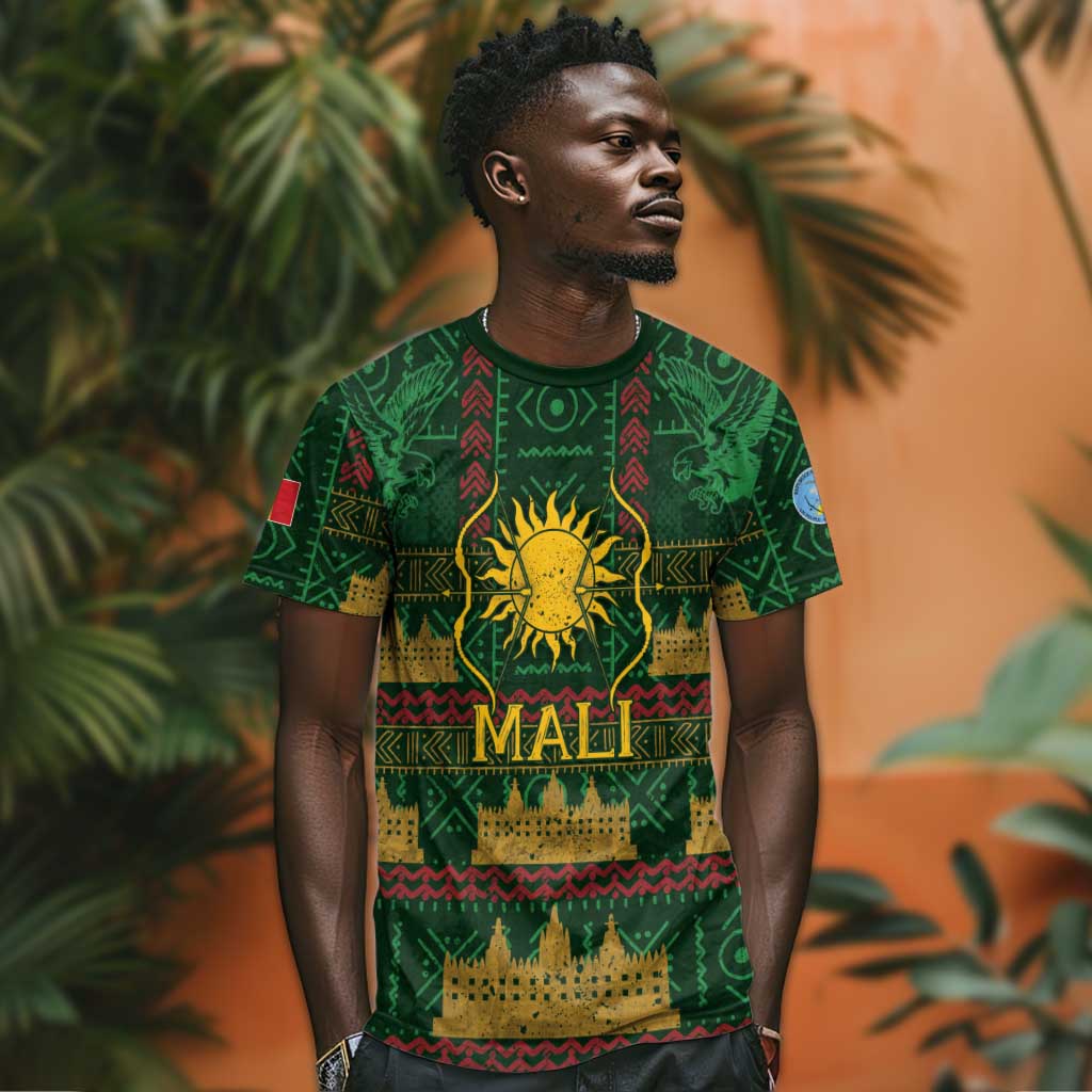Mali T shirt Golden Sun And Mosque Patterns Retro Style