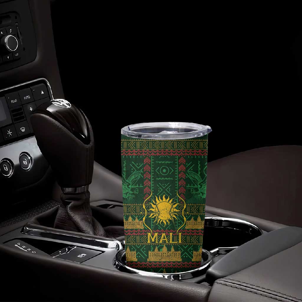 Mali Tumbler Cup Golden Sun And Mosque Patterns Retro Style