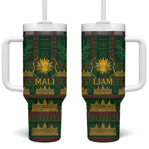 Mali Tumbler With Handle Golden Sun And Mosque Patterns Retro Style