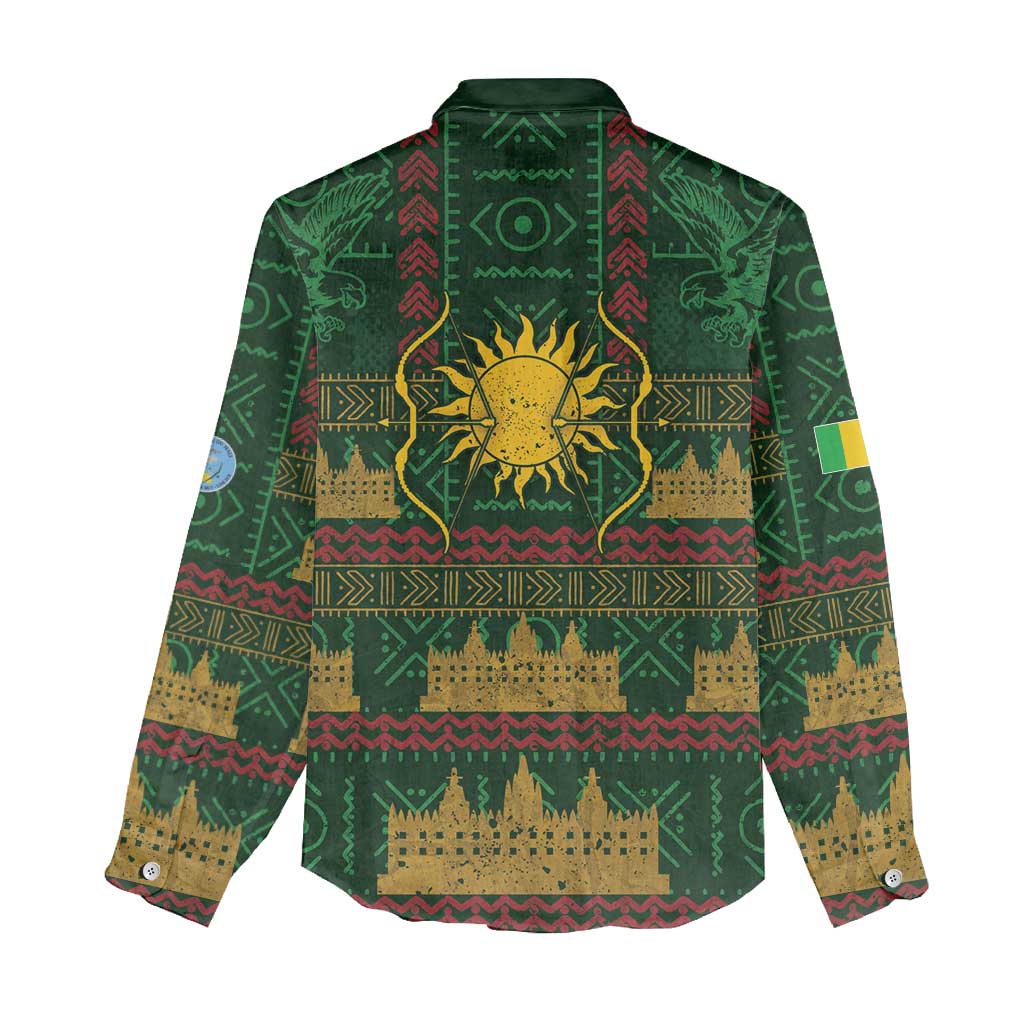 Mali Women Casual Shirt Golden Sun And Mosque Patterns Retro Style