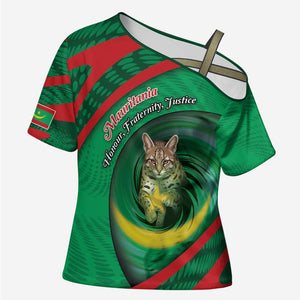 Personalized Mauritania Cross Shoulder Shirt African Wildcat From Richat Structure