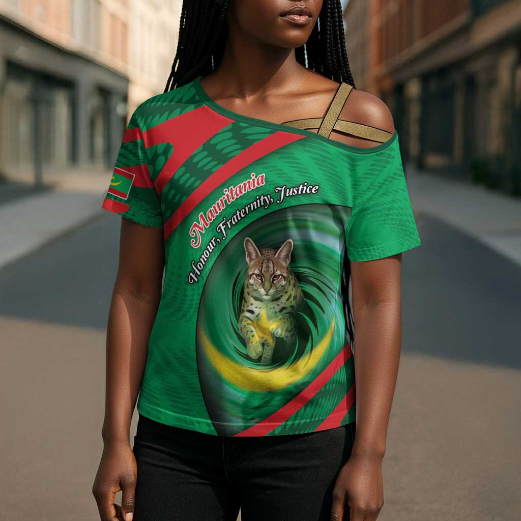 Personalized Mauritania Cross Shoulder Shirt African Wildcat From Richat Structure