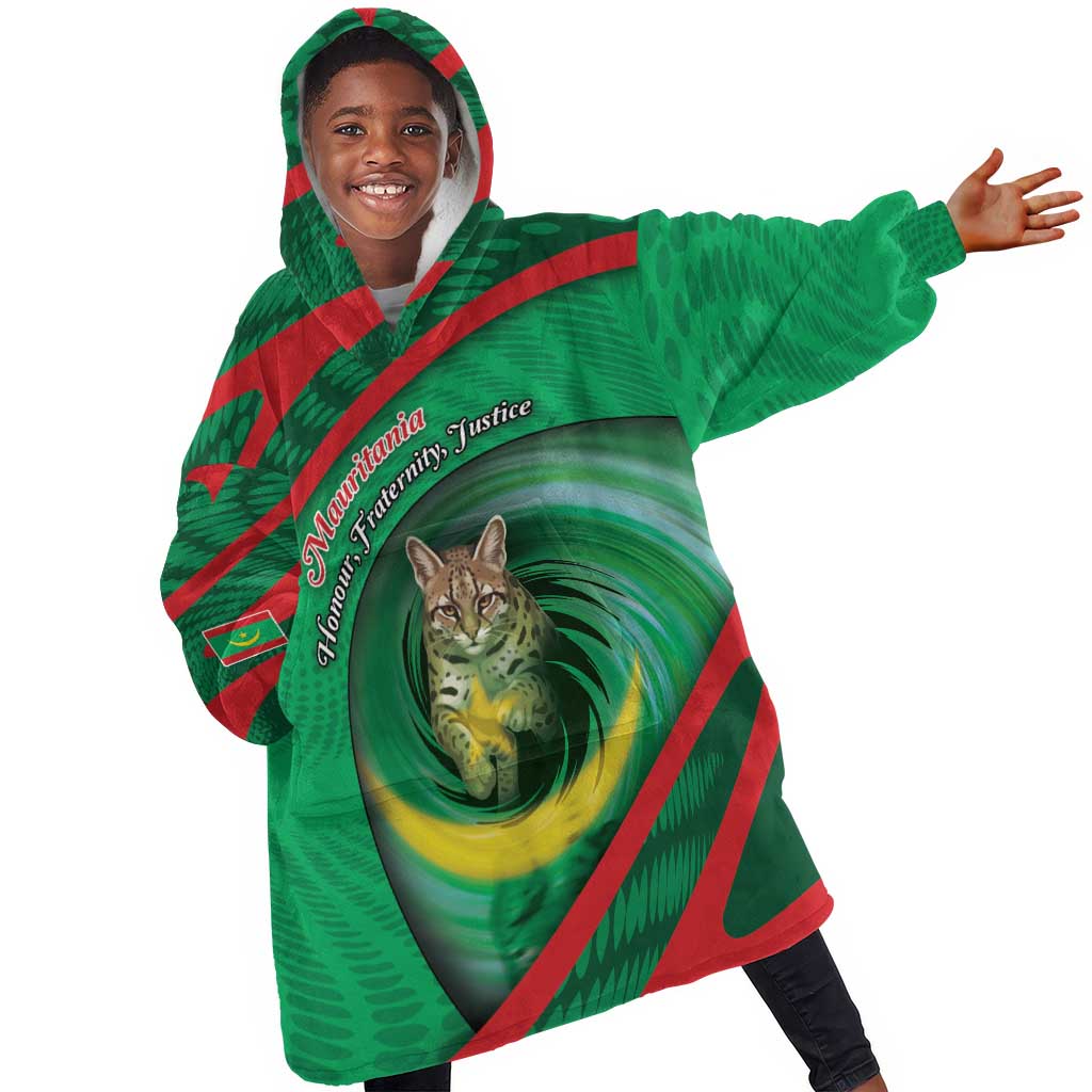 Personalized Mauritania Kid Wearable Blanket Hoodie African Wildcat From Richat Structure
