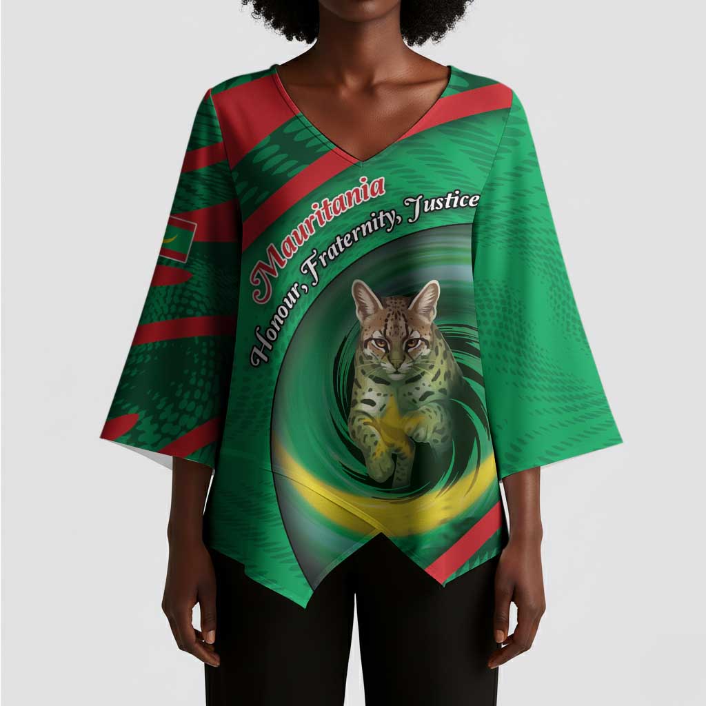 Personalized Mauritania Kimono Sleeve Blouse African Wildcat From Richat Structure
