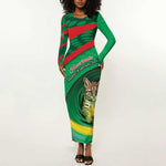 Personalized Mauritania Long Sleeve Bodycon Dress African Wildcat From Richat Structure