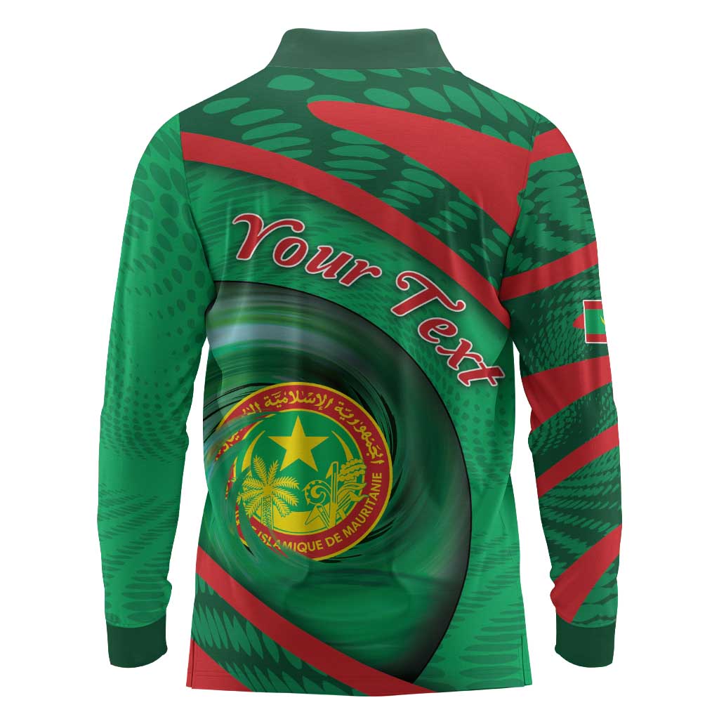 Personalized Mauritania Long Sleeve Polo Shirt African Wildcat From Richat Structure