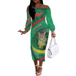 Personalized Mauritania Off The Shoulder Long Sleeve Dress African Wildcat From Richat Structure
