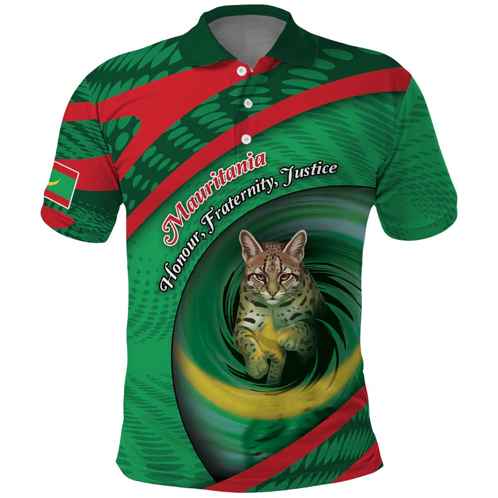 Personalized Mauritania Polo Shirt African Wildcat From Richat Structure