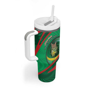 Personalized Mauritania Tumbler With Handle African Wildcat From Richat Structure