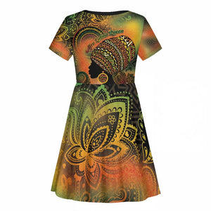 Black Women Kid Short Sleeve Dress Afro Latina Queen - African Pride