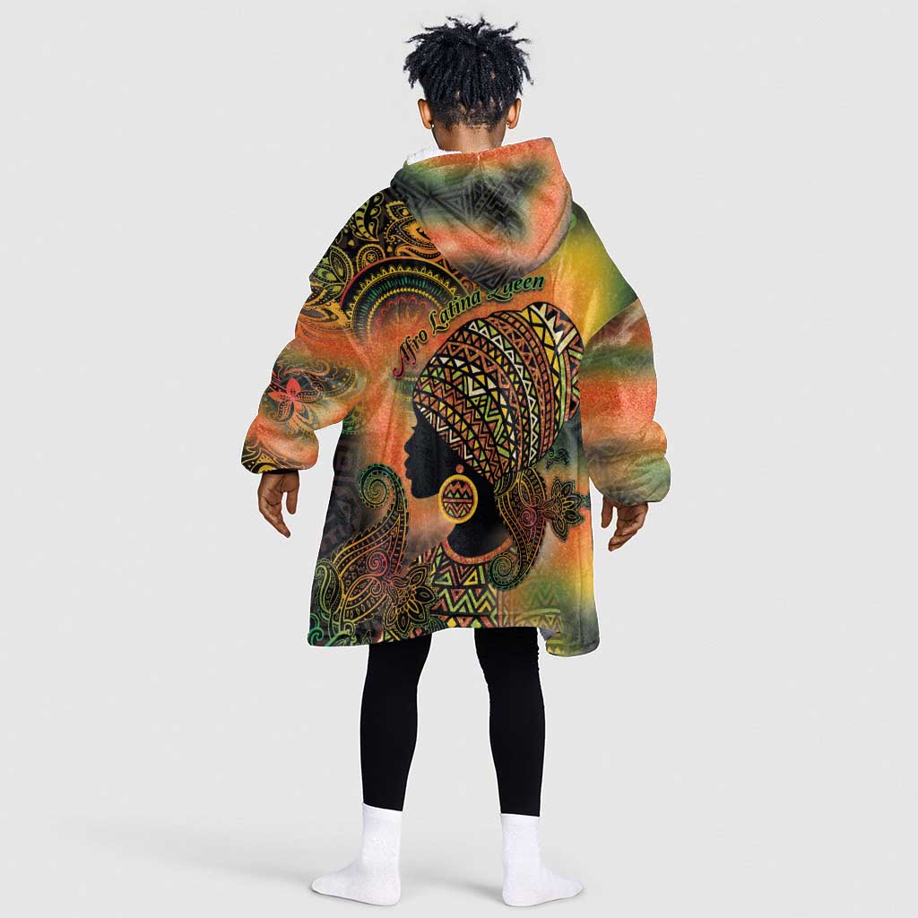 Black Women Kid Wearable Blanket Hoodie Afro Latina Queen - African Pride