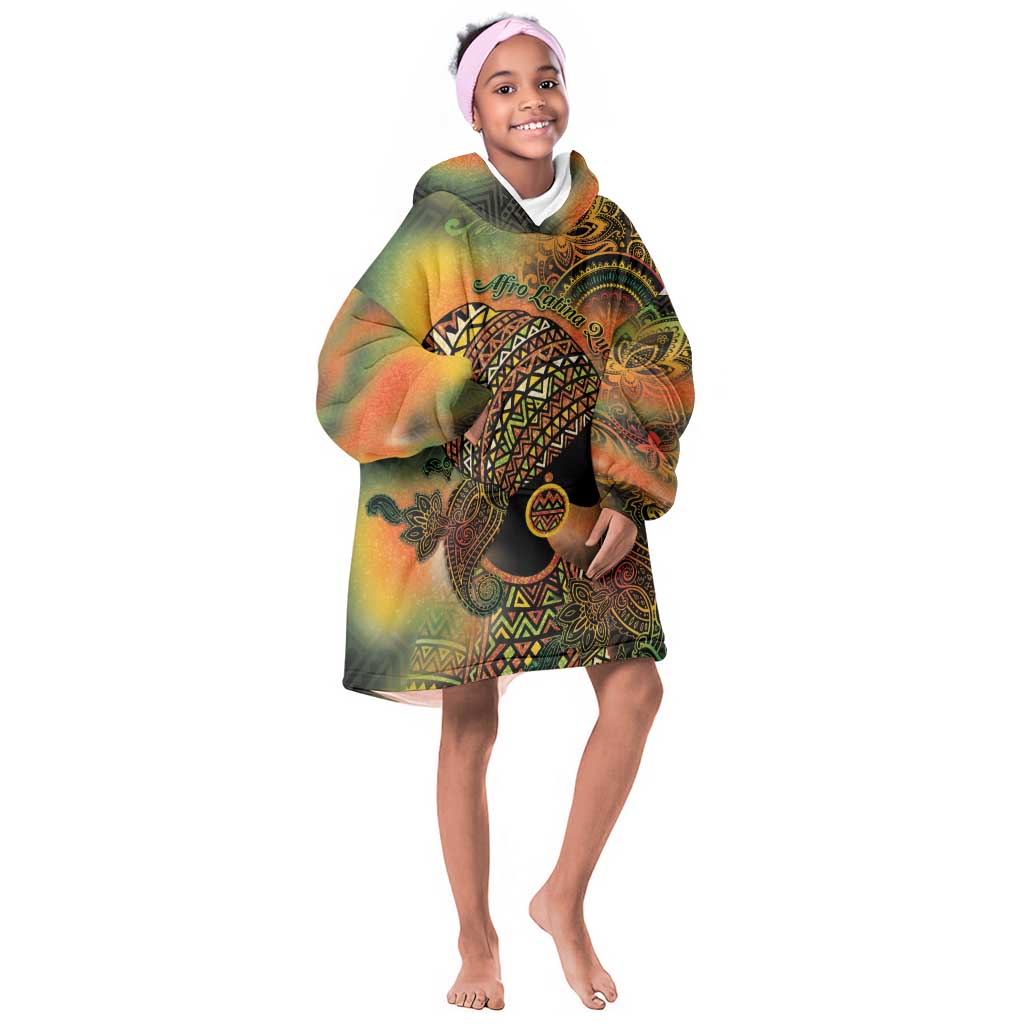 Black Women Kid Wearable Blanket Hoodie Afro Latina Queen - African Pride