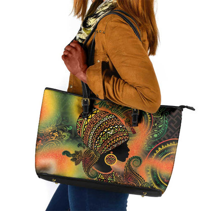 Black Women Leather Tote Bag Afro Latina Queen - African Pride