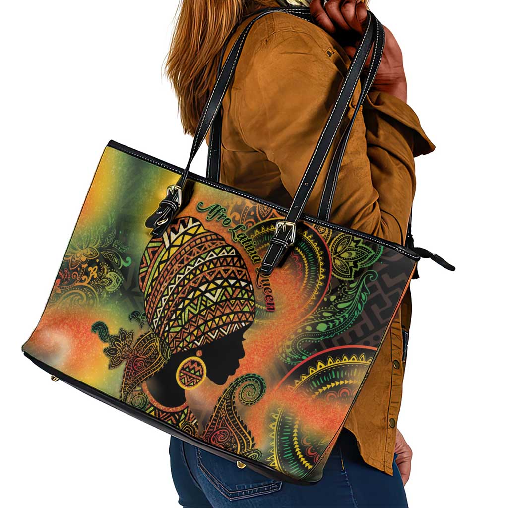 Black Women Leather Tote Bag Afro Latina Queen - African Pride