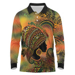 Black Women Long Sleeve Polo Shirt Afro Latina Queen - African Pride