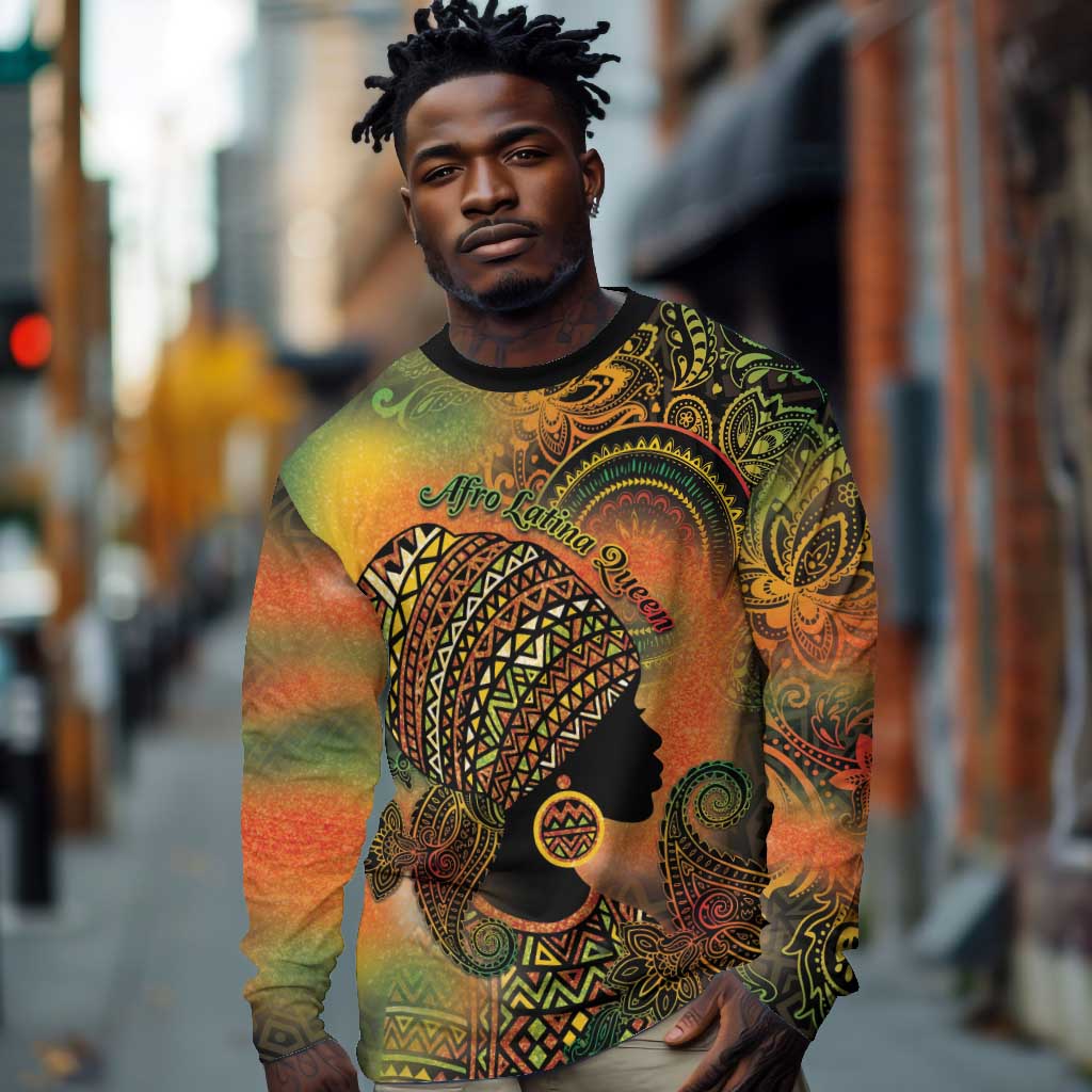 Black Women Long Sleeve Shirt Afro Latina Queen - African Pride