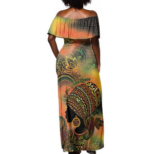 Black Women Off Shoulder Maxi Dress Afro Latina Queen - African Pride