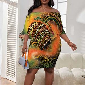Black Women Off Shoulder Short Dress Afro Latina Queen - African Pride