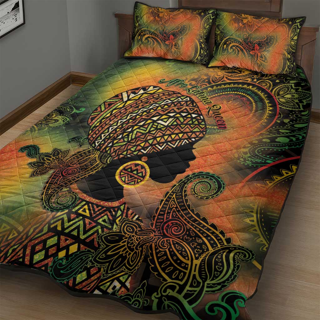 Black Women Quilt Bed Set Afro Latina Queen - African Pride