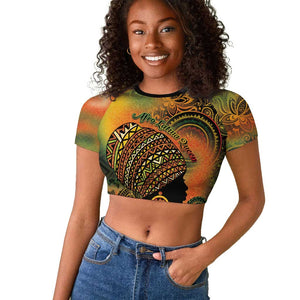 Black Women Raglan Cropped T shirt Afro Latina Queen - African Pride