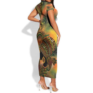 Black Women Short Sleeve Bodycon Dress Afro Latina Queen - African Pride