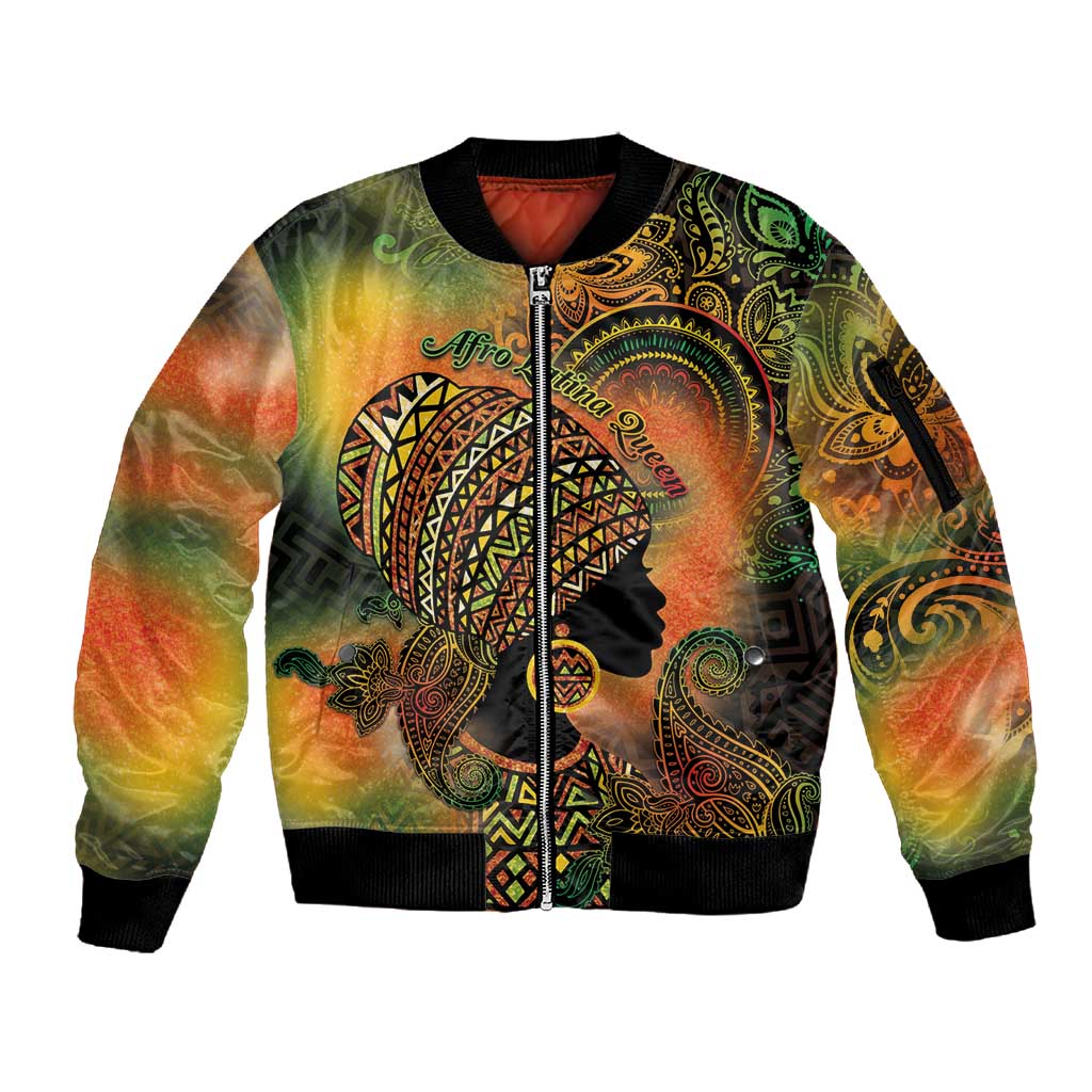 Black Women Sleeve Zip Bomber Jacket Afro Latina Queen - African Pride