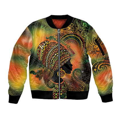 Black Women Sleeve Zip Bomber Jacket Afro Latina Queen - African Pride