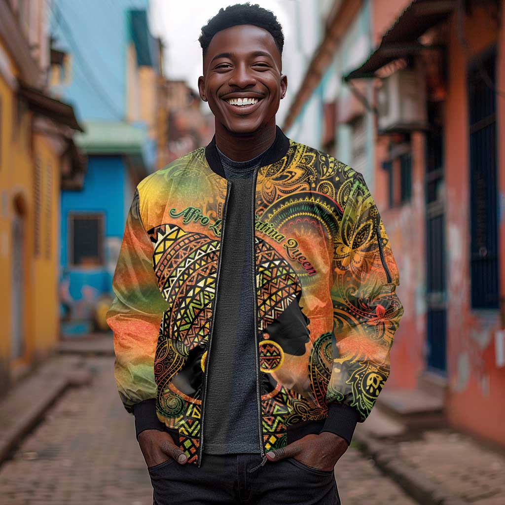 Black Women Sleeve Zip Bomber Jacket Afro Latina Queen - African Pride