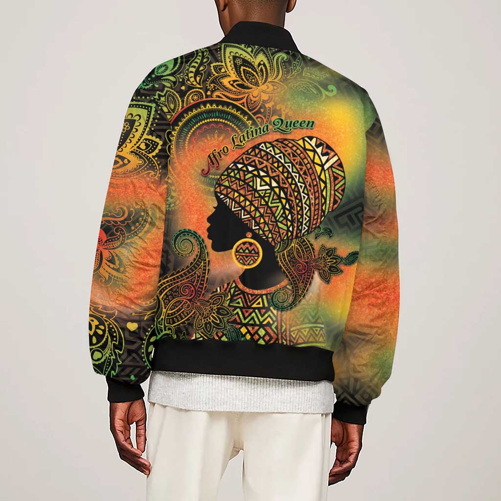 Black Women Sleeve Zip Bomber Jacket Afro Latina Queen by African