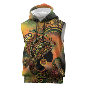 Black Women Sleeveless Hoodie Afro Latina Queen - African Pride