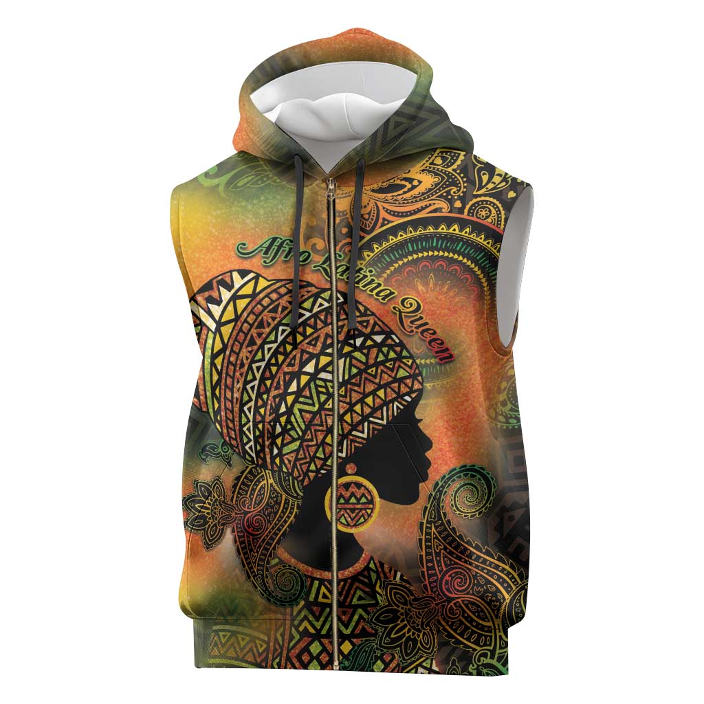 Black Women Sleeveless Zip Hoodie Afro Latina Queen - African Pride
