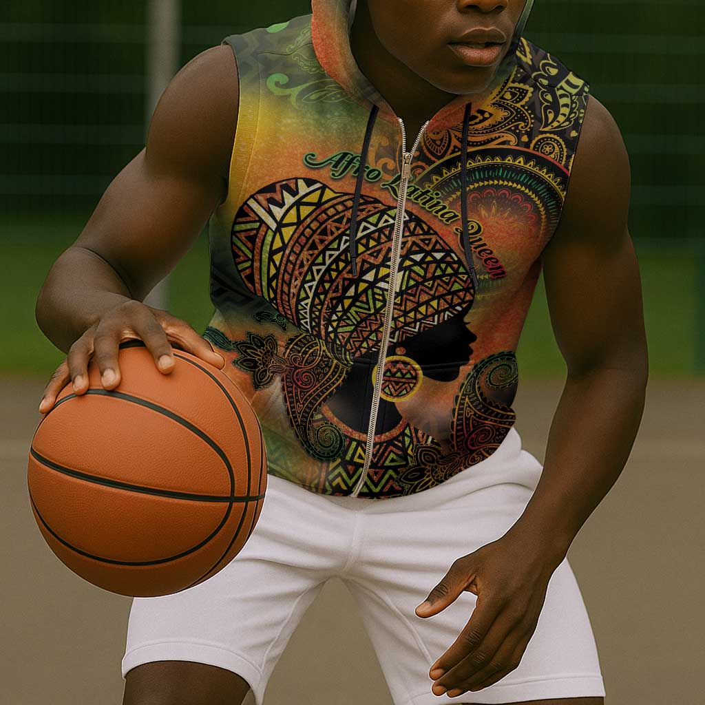 Black Women Sleeveless Zip Hoodie Afro Latina Queen - African Pride