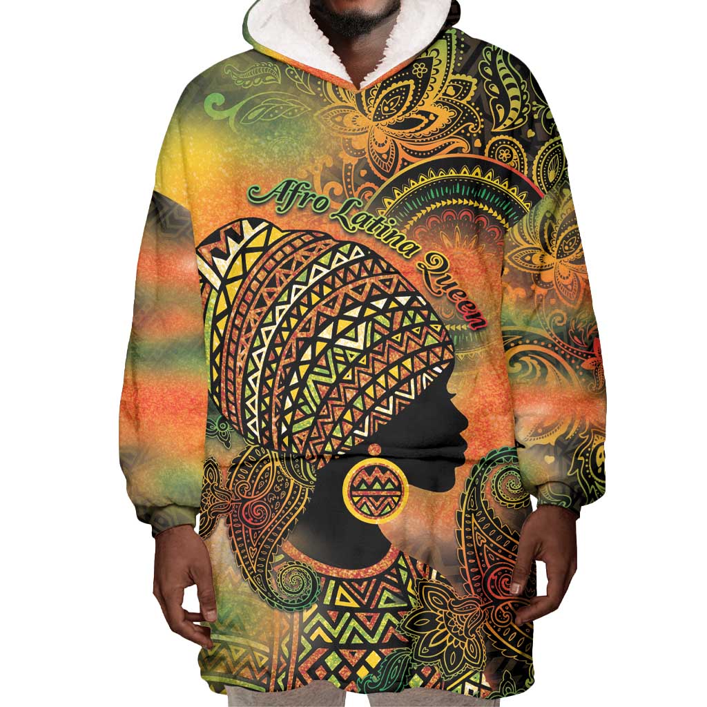 Black Women Wearable Blanket Hoodie Afro Latina Queen - African Pride