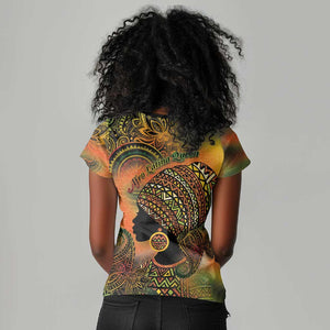 Black Women Women V-Neck T-Shirt Afro Latina Queen - African Pride