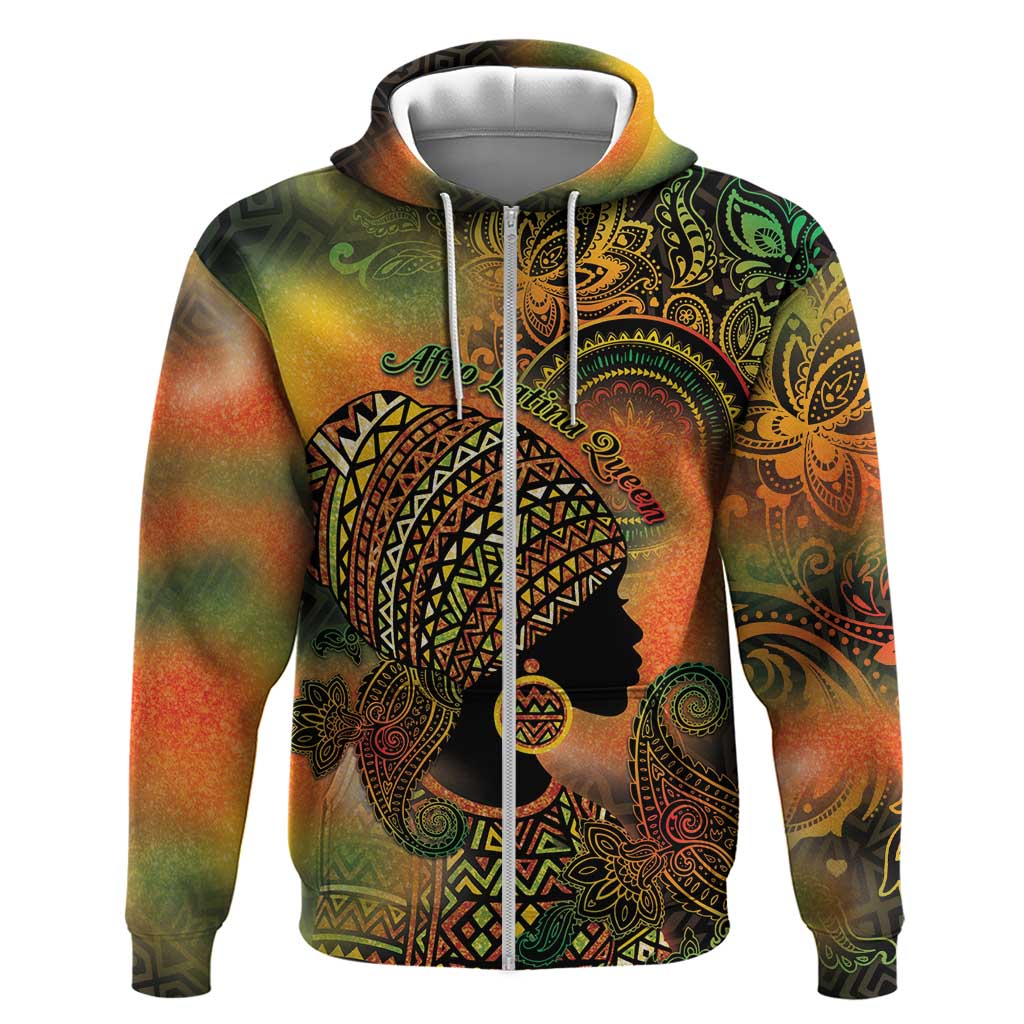 Black Women Zip Hoodie Afro Latina Queen - African Pride