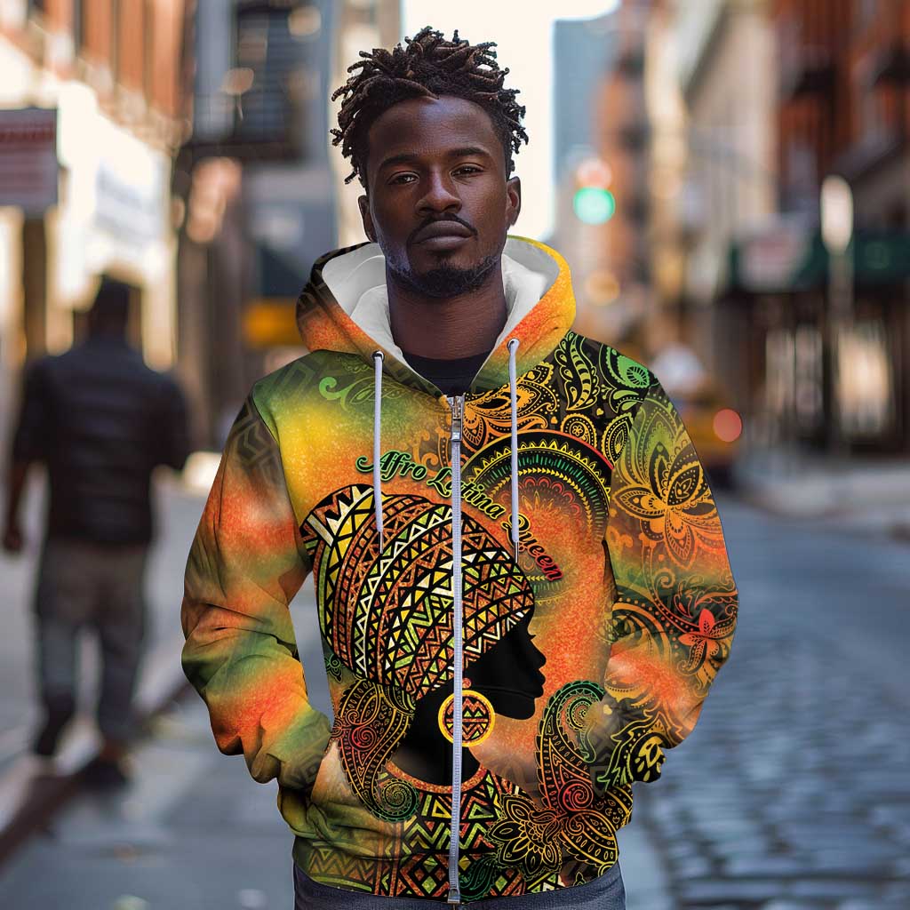 Black Women Zip Hoodie Afro Latina Queen - African Pride