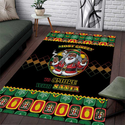 Afro-Jamaicans Christmas Area Rug Most Likely To Smoke With Santa - African Pride