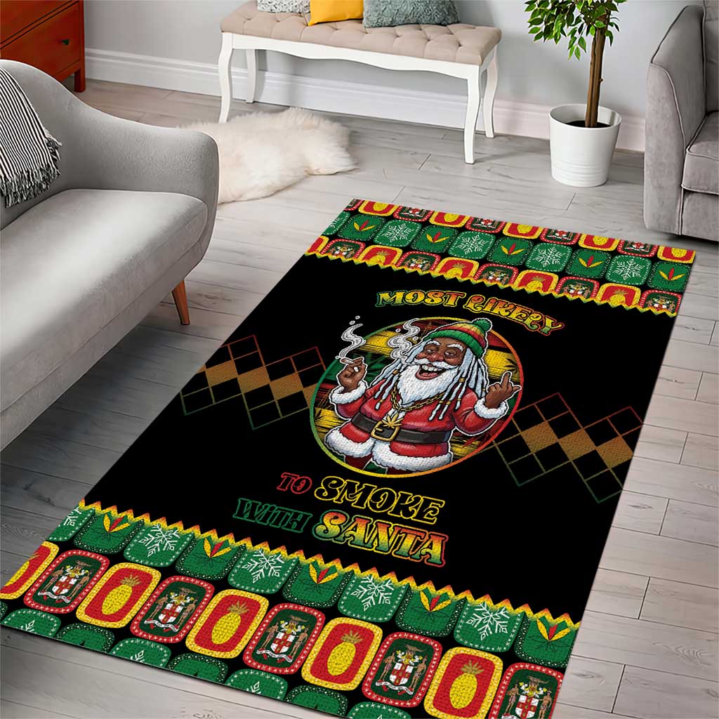Afro-Jamaicans Christmas Area Rug Most Likely To Smoke With Santa - African Pride